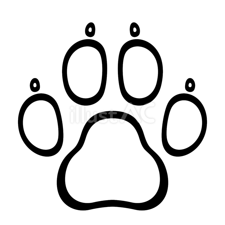 犬の足あと01（小型犬･爪あり）線画 犬,動物,ペットのイラスト素材