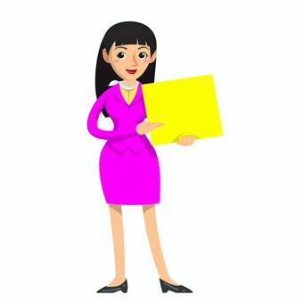 人物 022 女性,ボード,案内,プレゼンテーション,キャラクター,案内係,白背景,ベクター,イラストのイラスト素材