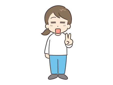 笑顔でピースする私服の若い女性(全身) 女性,笑顔,人物,人,アイコン,20代,女,主婦,30代,全身のイラスト素材