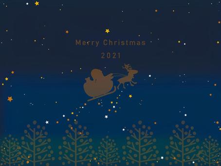 Christmas card studded with stars, santa, reindeer, holy night, JPG and AI