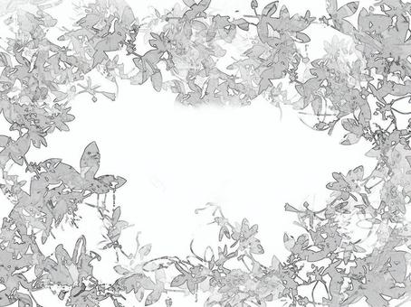 モノトーンなクレマチス2 モノトーン,クレマチス,フレーム,背景,つる植物のイラスト素材