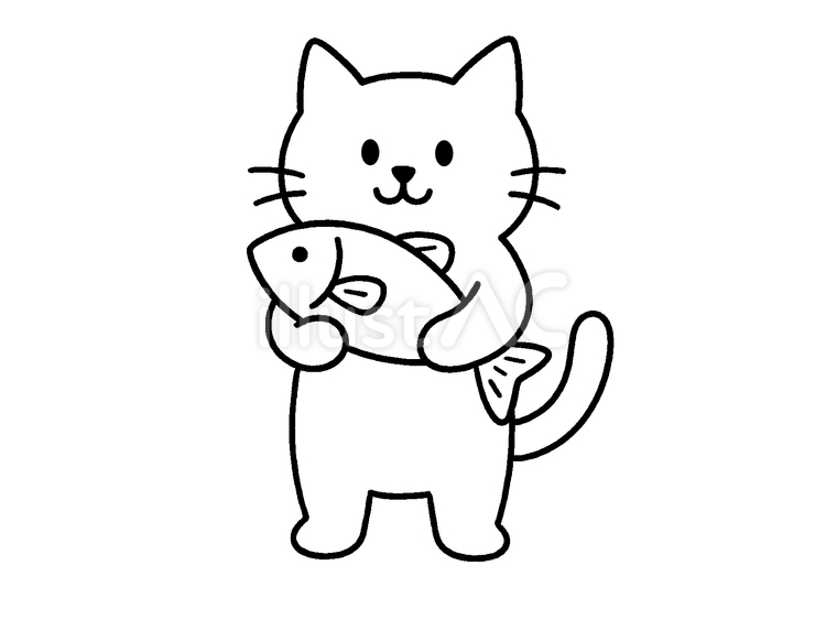 魚を持った猫 猫,動物,可愛いのイラスト素材