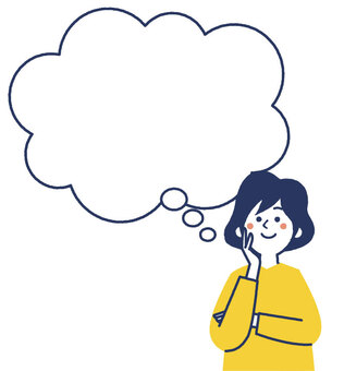 妄想する女性 妄想,女性,主婦,若い,空想,ふきだし,考え事,腕組み,かわいい,カラフルのイラスト素材