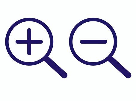 拡大縮小のアイコン（マーク） 拡大,縮小,虫眼鏡,アイコン,ズーム,プラス,マイナス,マーク,ルーペ,シルエットのイラスト素材