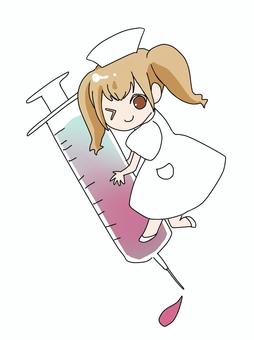 看護婦と注射器 看護婦,注射器,ナース,女の子,白衣,医療のイラスト素材