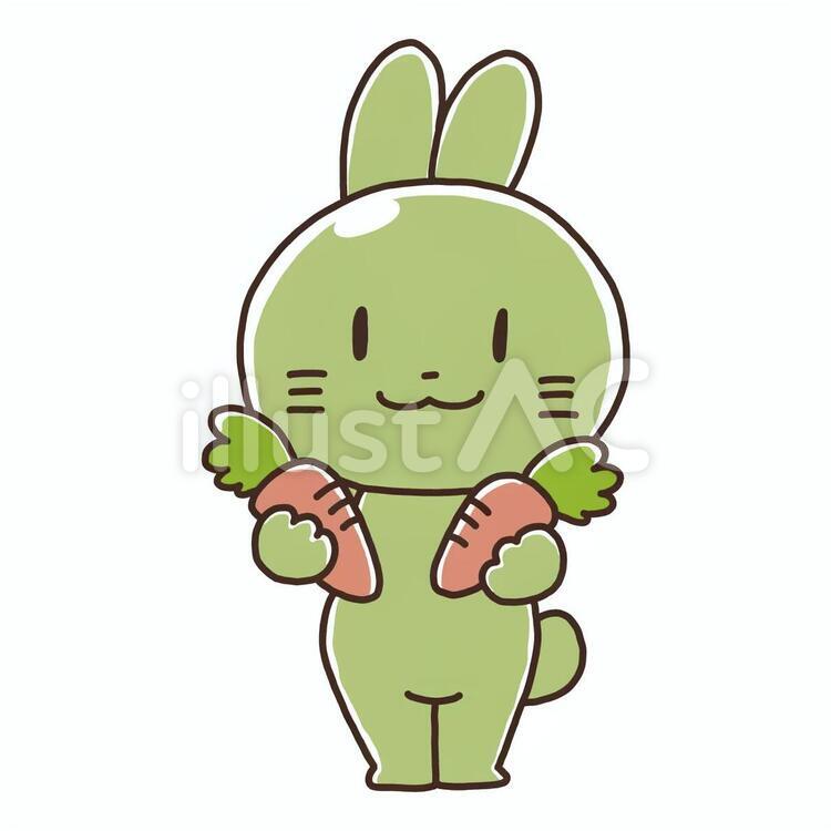 ニンジンを持ったウサギのイラスト にんじん,うさぎ,野菜のイラスト素材