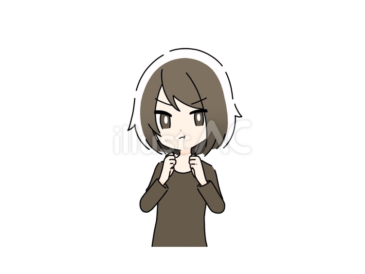 頬を膨らませる明るい女性　2 怒る,拗ねる,不満のイラスト素材