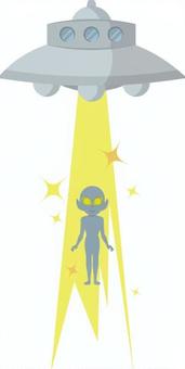 UFOの光の中に吸い寄せられる宇宙人 ufo,未確認飛行物体,宇宙人,異星人,光のイラスト素材