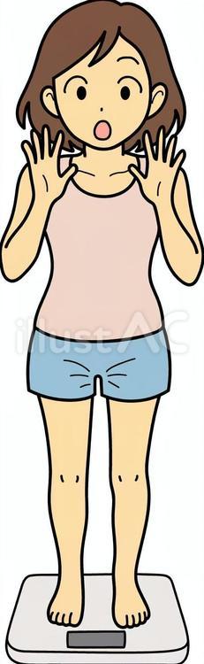 体重計に乗る女性 体重,体重計,体重測定のイラスト素材