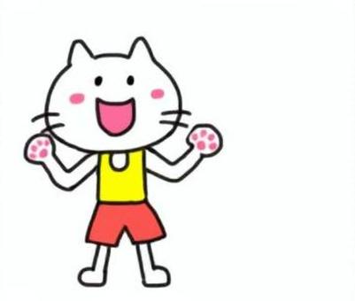 猫とやる気ポーズ 猫,やる気,頑張る,ランニング,走るぞーのイラスト素材