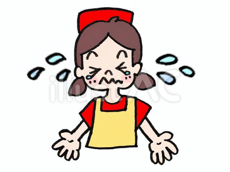 かわいい店員さん05-泣く 人物,人間,店員のイラスト素材