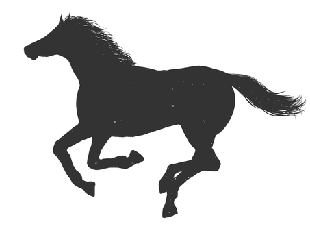 馬のシルエット　年賀状素材 馬,午,シルエット,年賀状,素材,干支,走る,お正月,イラスト,手描きのイラスト素材
