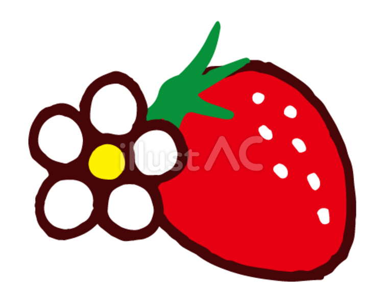 いちごと花１ いちご,花,春のイラスト素材