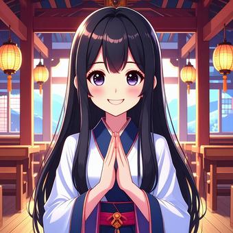 神社でお参り