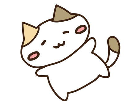 大の字で寝るかわいいまったり三毛猫 寝る,大の字,まったり,ねこ,かわいい,手書き,ゆるい,シンプル,デフォルメ,全身のイラスト素材