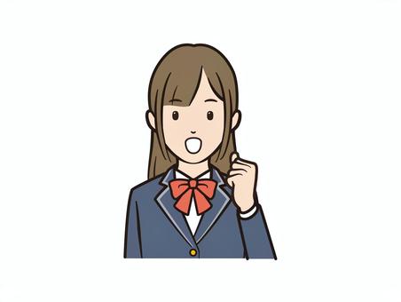 ガッツポーズで気合いのブレザー女子 学生,女子高生,高校生,ガッツポーズ,ブレザー,学生服,女性,女の子,応援,元気のイラスト素材