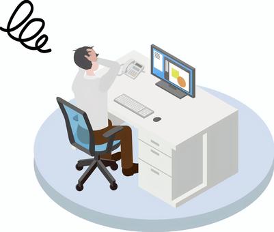 アイソメトリック_働く人②-7 アイソメトリック_働く人②-7 アイソメトリック,オフィス,会社員,男性,困る,オフィスワーク,働く,仕事,アイソメ,立体のイラスト素材