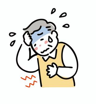 動悸がする男性＿シニア 胸,胸痛,心臓,心臓痛,狭心症,不整脈,循環器科,心臓内科,胸部,心筋梗塞のイラスト素材