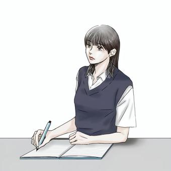 女子学生 授業 学校 塾 漫画テイスト 女子学生 授業 学校 塾 漫画テイスト 女子学生,バストアップ,授業,講習,学校,塾,マンガ,アイコンのイラスト素材