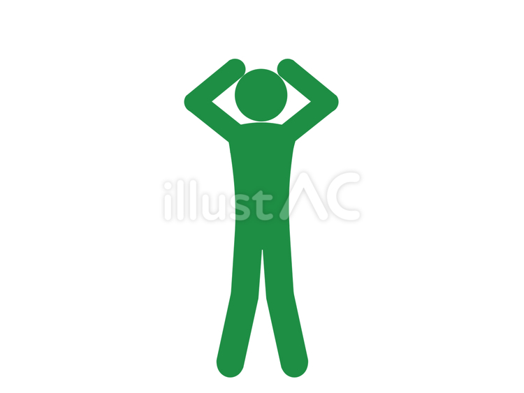 両手で頭を抱える人のピクトグラム（緑） 両手,頭,抱えるのイラスト素材