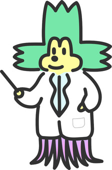 説明する架空生物の博士先生 説明,博士,先生,モンスター,白衣,解説,講義,架空,生物,医師のイラスト素材