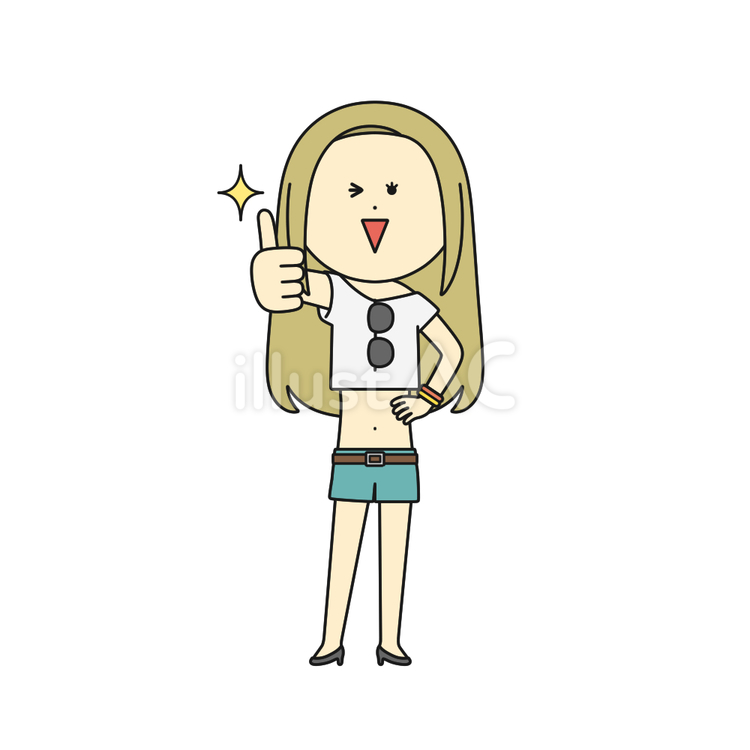 親指を立てるギャルの女性のイラスト 女性,人物,ギャルのイラスト素材