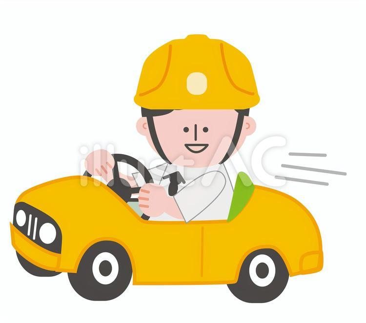 車で現場に急行する作業員のイメージ サービス,ベクター,屋外のイラスト素材