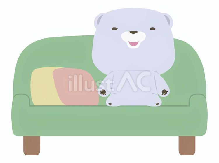 ソファ_熊 ソファ,クマ,シロクマのイラスト素材