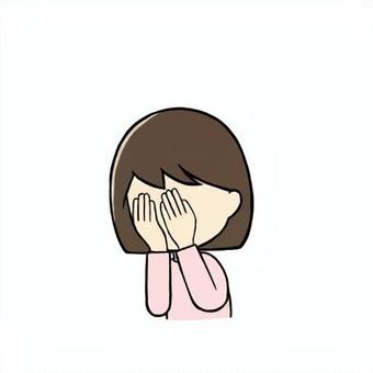 両手で顔を覆う小学生女児 顔,覆う,隠す,両手,顔向けできない,恥ずかしい,絶望,失敗,あやまち,やらかしのイラスト素材
