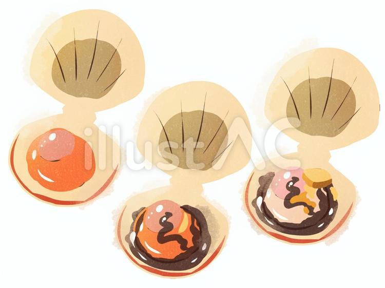 ホタテ　焼き　水彩風 ホタテ,貝,魚介類のイラスト素材