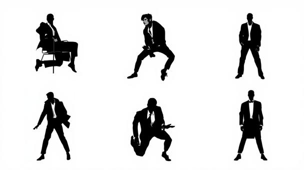 男性　シルエット シルエット,モデル,全身,体型,影,白黒,モノクロ,人物,ポーズ,人のイラスト素材