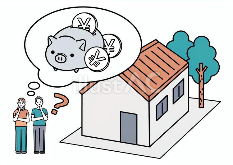 家を建てる資金を考える夫婦 資金,土地,夫婦のイラスト素材