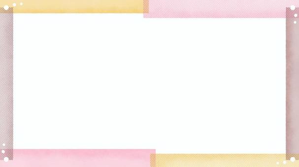 水彩フレーム/カラフルバー&ドット・1 水彩フレーム/カラフルバー&ドット・1 水彩,背景,フレーム,横長,淡い,ナチュラル,枠,にじみ,シンプル,壁紙のイラスト素材