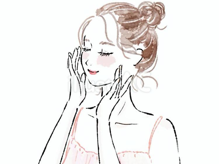 スキンケアをする女性　両手 女性,スキンケア,マッサージのイラスト素材