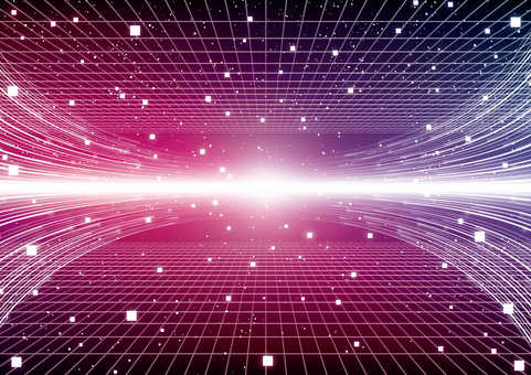 エネルギーと紫色のデジタル空間の背景素材 デジタル,サイバー,エネルギー,光,曲線,グリッド,空間,スタイリッシュ,紫色,背景のイラスト素材