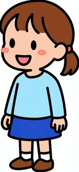 水色の女の子です。 子供,シンプル,幼児,キッズ,児童,学童,女の子,青のイラスト素材