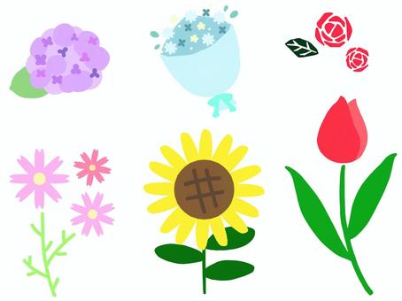 花 花,コスモス,あじさい,ばら,チューリップ,ひまわり,花束のイラスト素材