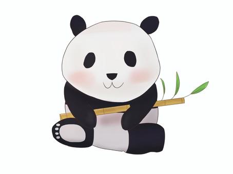パンダ パンダ,動物,生き物,笹,全身,かわいい,１頭,単体,白黒,葉っぱのイラスト素材