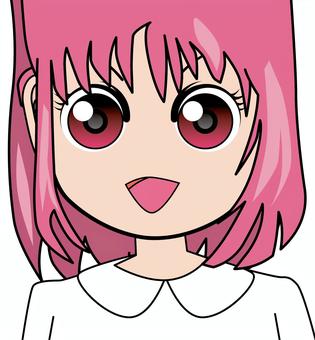 笑顔アニメ顔　 笑顔,笑う,かわいい,女子,目,口,アニメ,顔,ボブ,髪のイラスト素材
