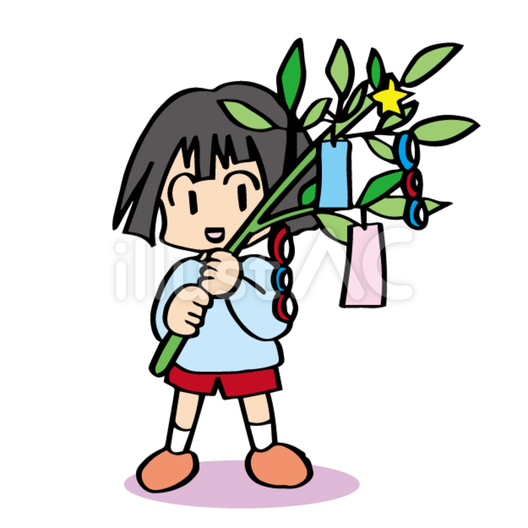 七夕 七夕,笹,園児のイラスト素材