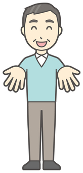 ニット中年男性-020-全身  ニット中年男性-020-全身 ください,おじさん,男性,中年,お父さん,パパ,シニア,ミドルエイジ,人物,かわいいのイラスト素材