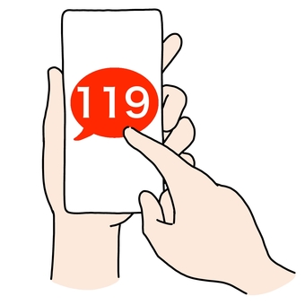 スマホ　119番 スマホ,手,119番,緊急,救急,火災,通報,連絡,事故,事件のイラスト素材