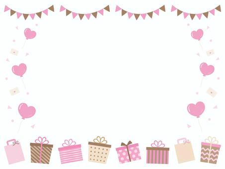 バレンタインのプレゼントの背景02 バレンタイン,背景,フレーム,プレゼント,ハート,枠,飾り枠,2月,冬,行事のイラスト素材