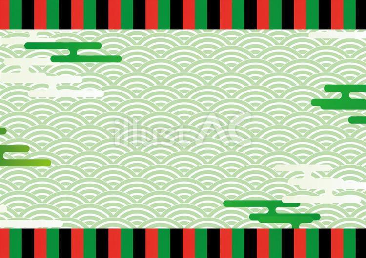 歌舞伎風の緑色の和風背景素材 和風,和柄,日本のイラスト素材