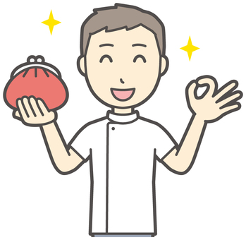  理学療法士男-001-バスト 財布,理学療法士,整体師,白衣,医療,病院,柔道整復師,カイロプラクティック,鍼灸師,マッサージ師のイラスト素材