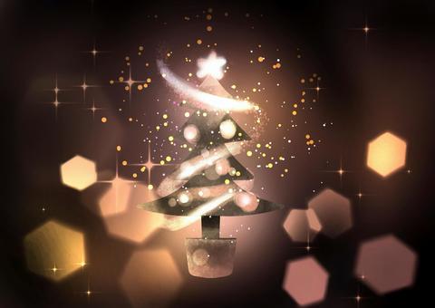 キラキラした星とクリスマスツリー 02