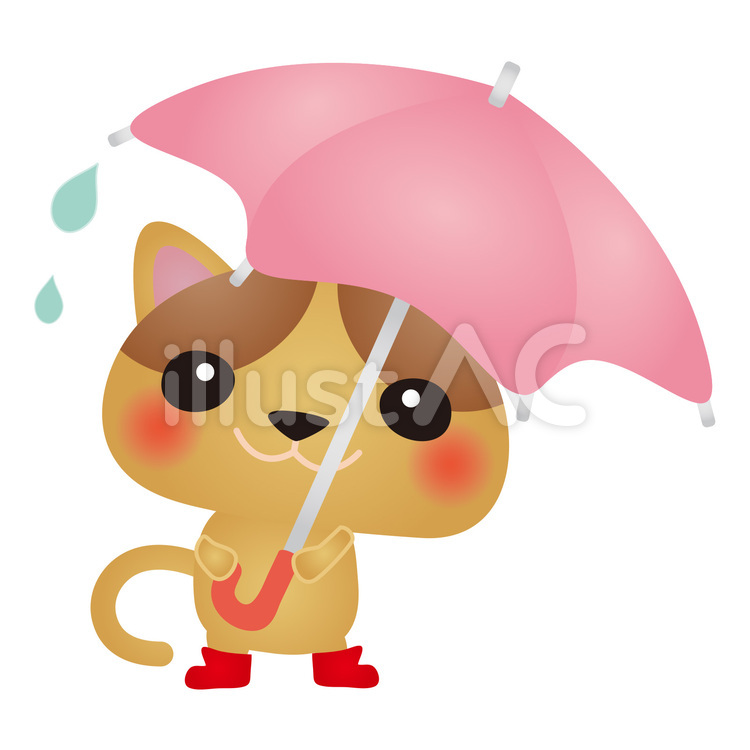 cat130 猫,長靴,傘のイラスト素材