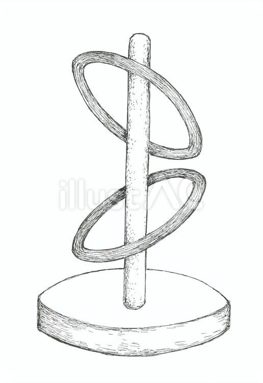 輪投げのおもちゃの手描きイラスト 輪投げ,玩具,手描きのイラスト素材