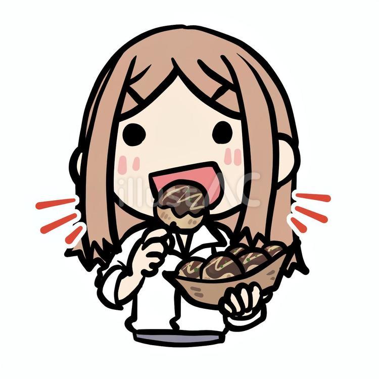 たこ焼きを食べる女性 女性,たこやき,食べるのイラスト素材