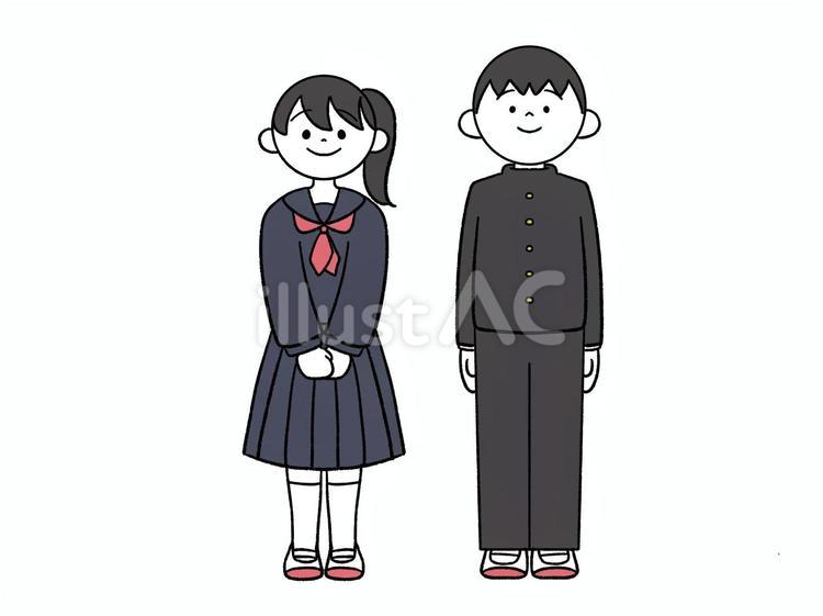 セーラー服と学ランの学生 制服,学生,学ランのイラスト素材